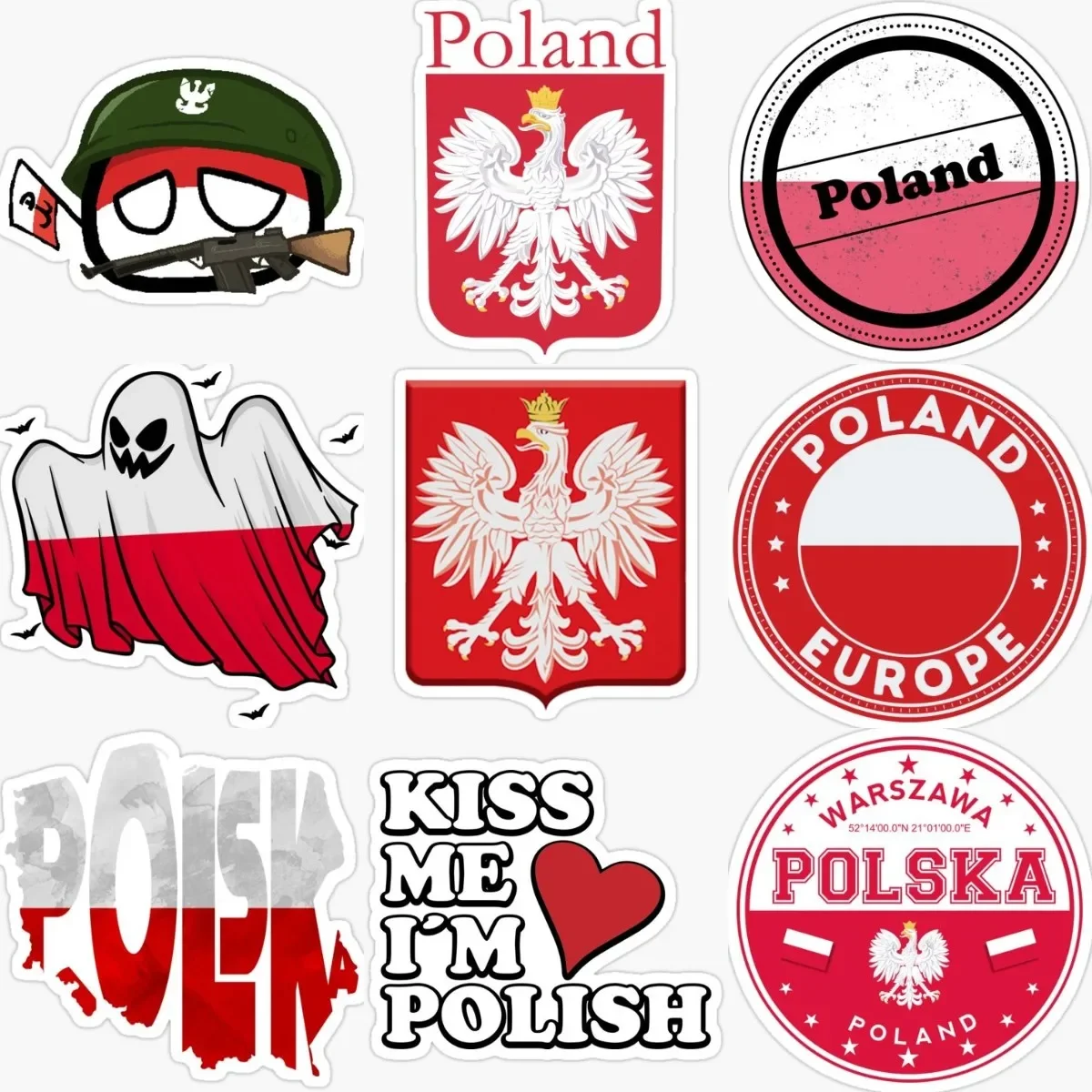 

PL Poland Flag National Emblem Creative Stickers for Decorate Bicycle Car Truck Wall Table Motorcycle Off-road Decal Accessories