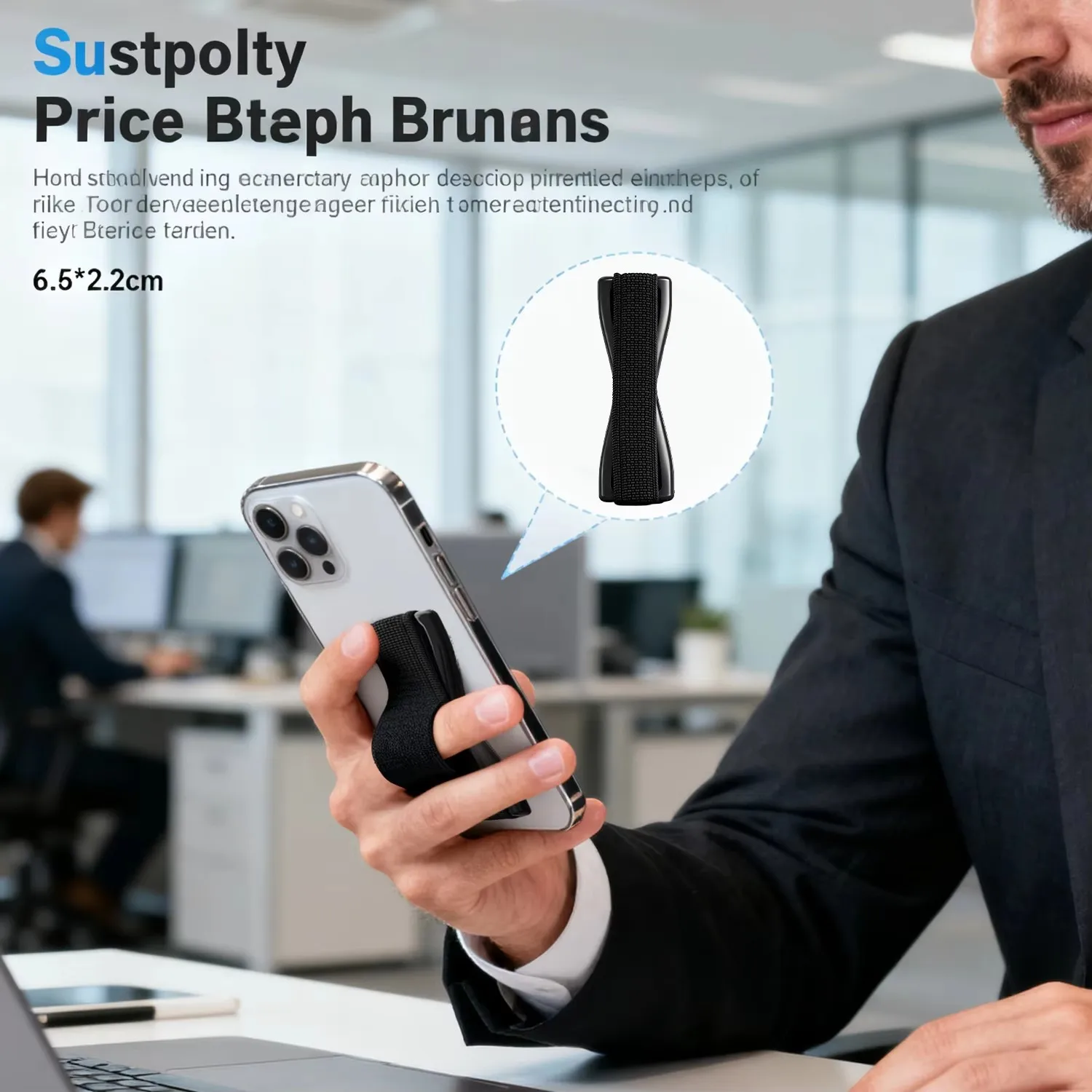 Portable Phone Grip Elastic Strap with Black Base for Smartphone Tablet Universal Holder Stands for IPhone Samsung Xiaomi IPad view 2