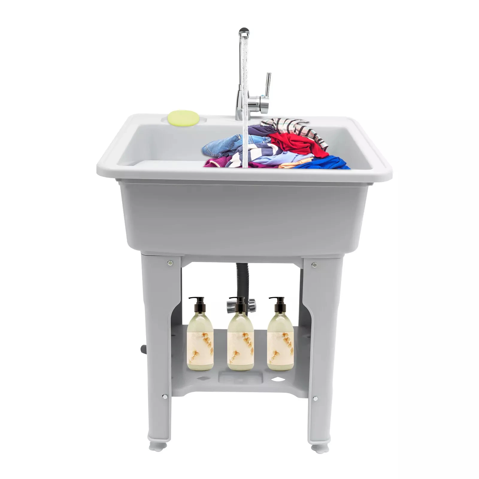 Utility Sink Laundry Tub with Faucet - Perfect for Laundry Room, Garage, Basement or Shop