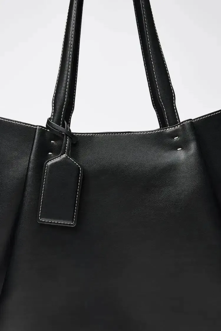 CLIP TOTE BAG, Damen Luxus-Handtasche im Modedesign, Einfarbige Schlichte Schultertasche, Hochwertige PU-Leder Handtaschen – Detail 11