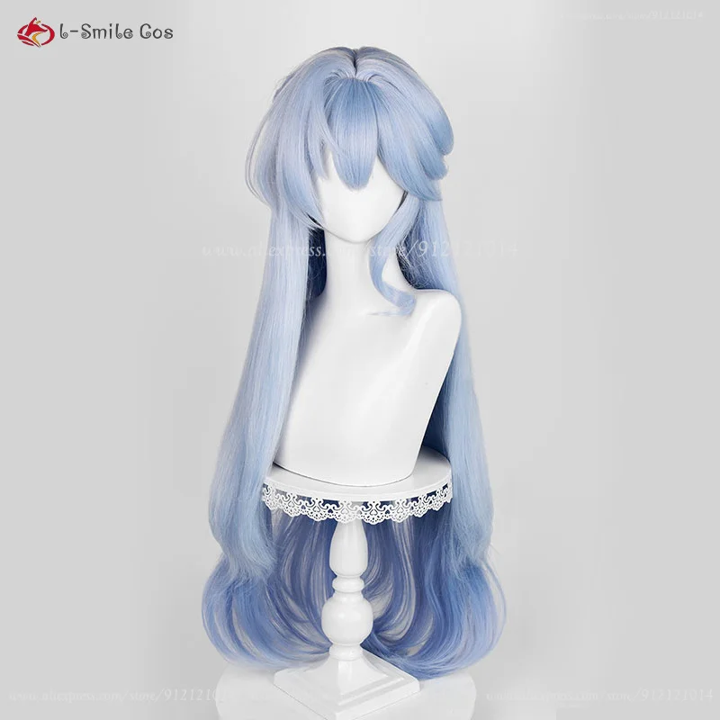 Robin Cosplay Wig 96cm Long Blue Gradient Cruly Anime Wigs Heat Resistant Synthetic Hair Halloween Party Women Wig + Wig Cap