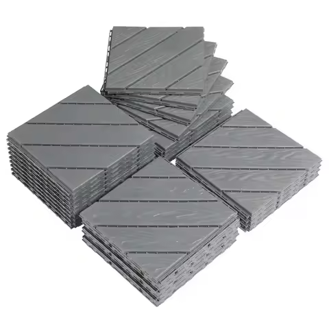 Plastic Interlocking Deck Tiles, 27 Pack, 12"x12" Waterproof Outdoor Flooring