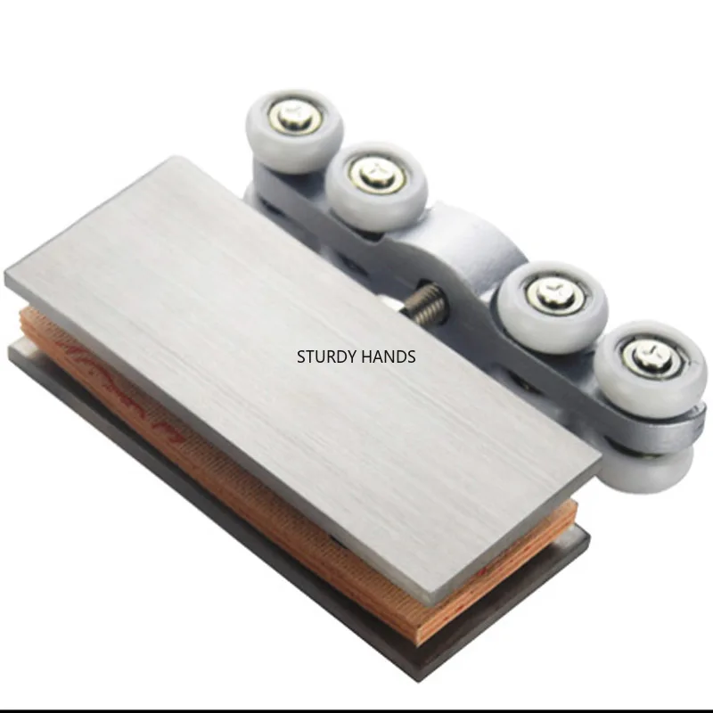 

1 set of metal sliding door hanging wheels glass door clamps hardware accessories bathroom door pulleys