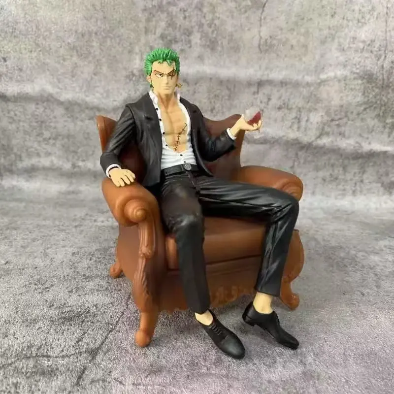 One Piece Anime Figur Anzug Thug Sofa Roronoa Zoro Sitzende Modell 14 cm PVC Action Figur Dekoration Ornamente Statue Spielzeug geschenk