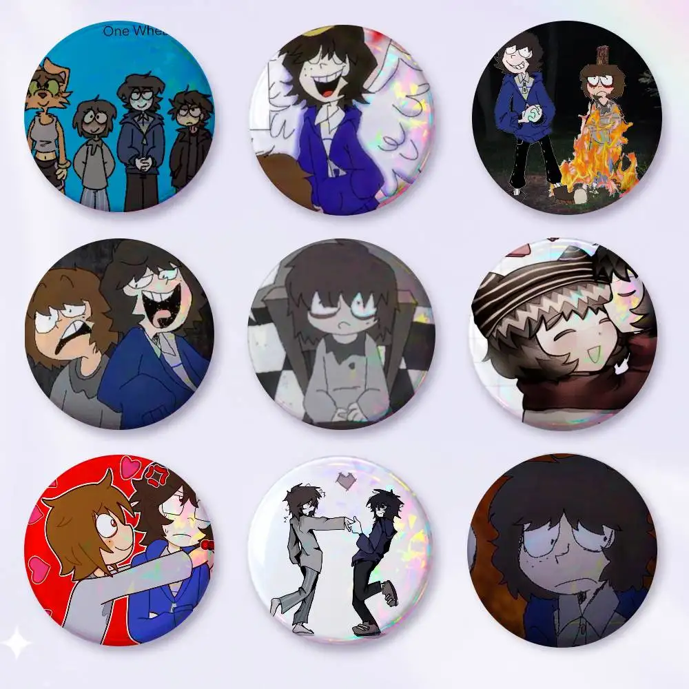 A-Onewheatmark Will And Mik Snap-in Pins Cartoon Character Round Creative Brooches For Backpack Accessories Jewelry Gifts