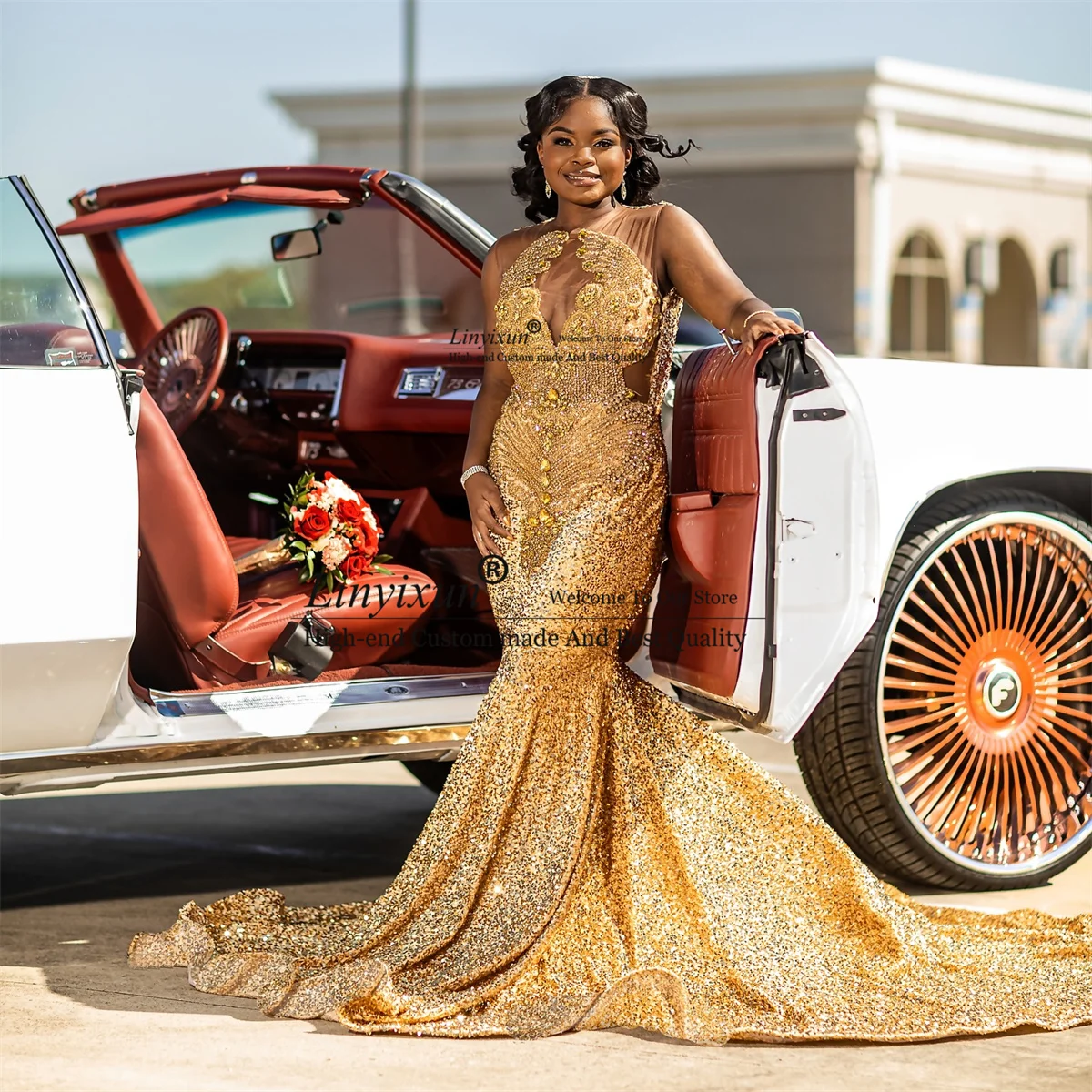 Sparkly Strass Diamanten Galajurken Voor Zwarte Meisjes Aangepaste Avondjurk Glitter Pailletten Zeemeermin Bruiloft Galajurk