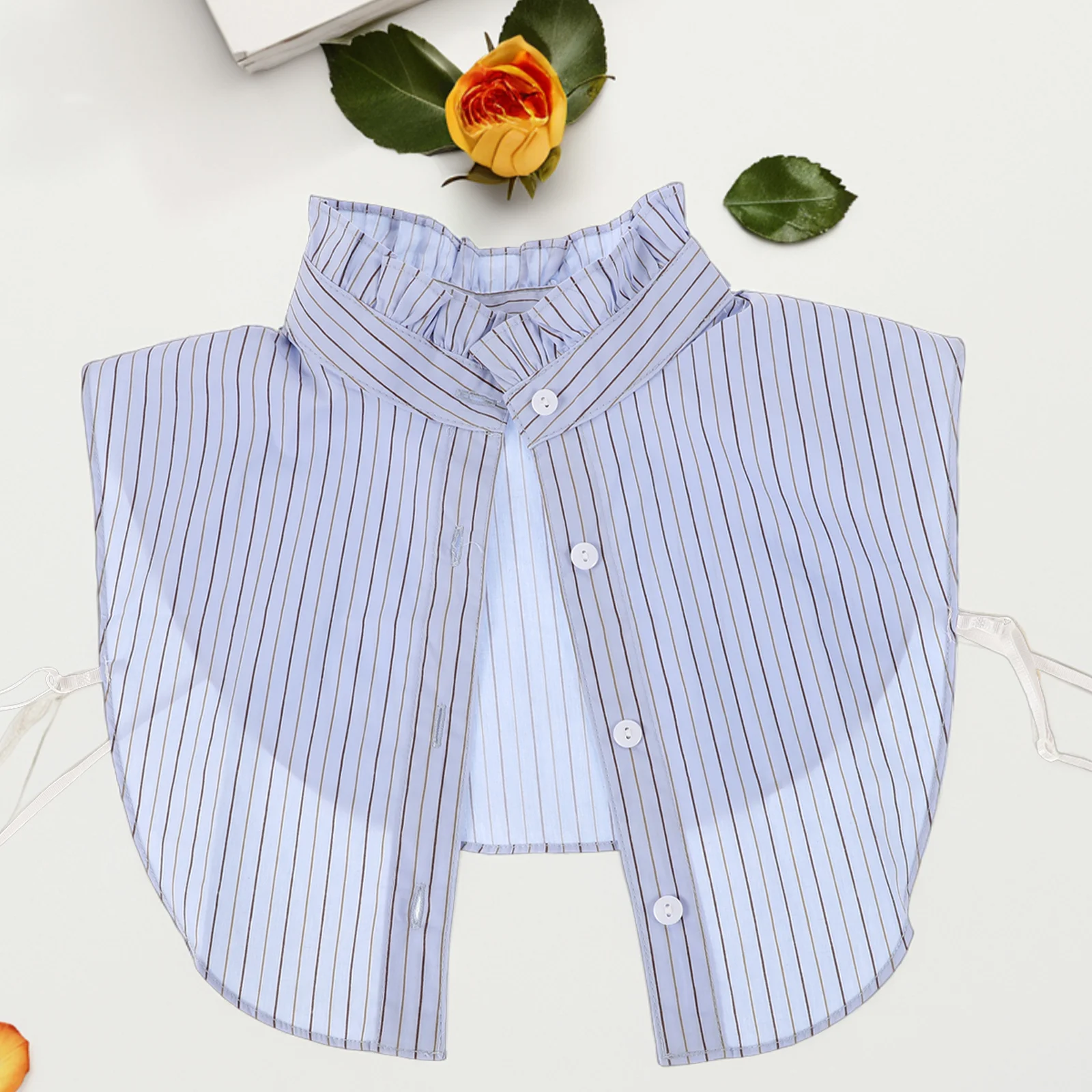 

Striped Decorative Fake Collar Detachable Women Half Turtleneck Shirt False Collar Stylish Layered Look for Sweaters Cardigans