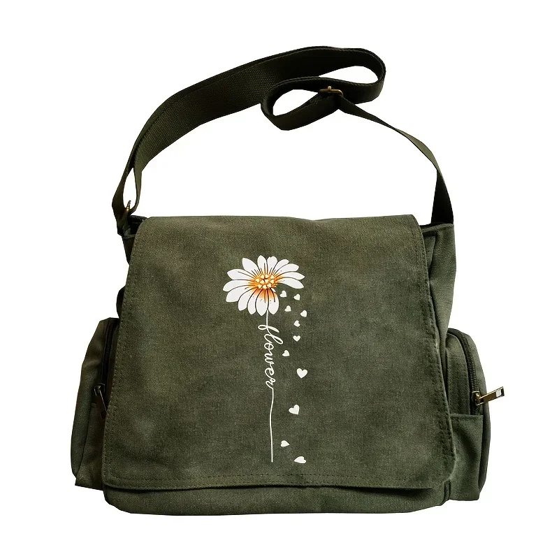 

Large Capacity Women's Messenger Bags Floral Heart Pattern Crossbody Bag Adjustable Shoulder Strap Shoulder Bag Daily Shopping