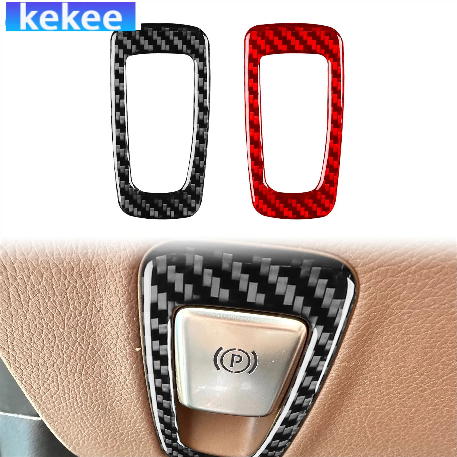 

For Mercedes Benz E Class W213 2016-2022 Carbon Fiber Electronic Brake Buttons Frame Cover Sticker Car Accessories Interior Trim