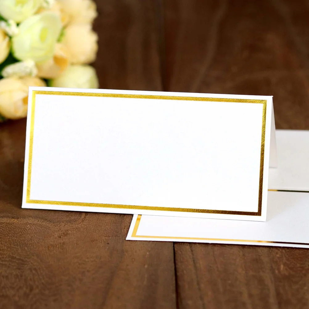

50Pcs Gilt Table Name Cards Blank Simple White Wedding Engagement Party Banquet Place Cards Table Decoration Wedding Decor