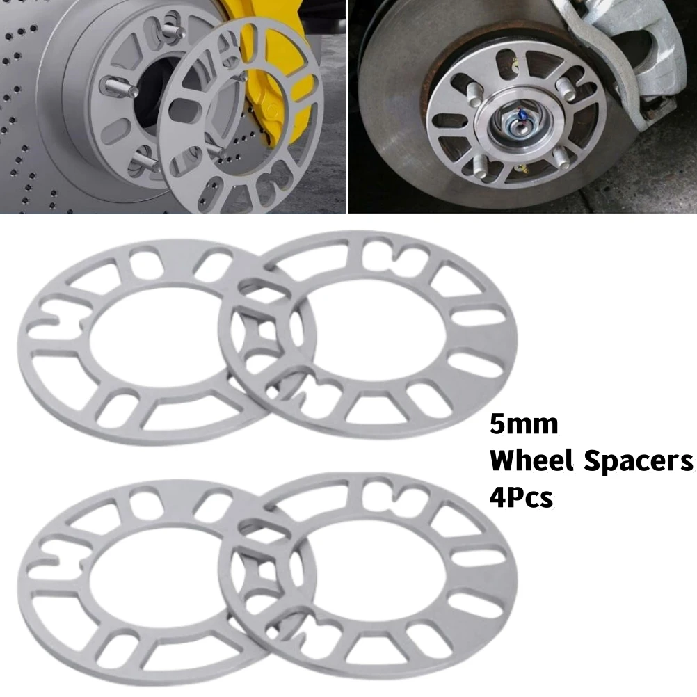 4Pcs Aluminum Universal Car Wheel Spacer Shims Plate 5mm 4 Lug 5 Lug Fit 4x100 4x108 4x110 4x112 4x114.3 5x100 5x110 5x115 5x120