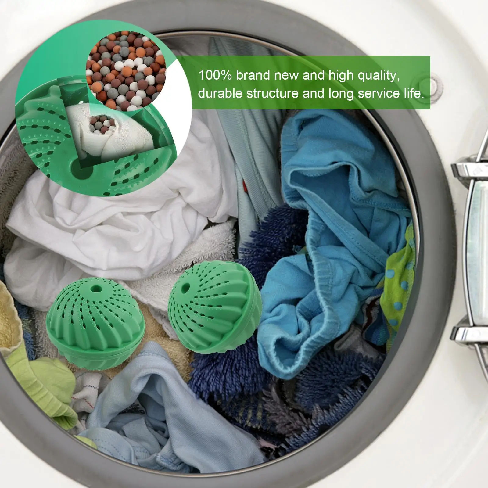 1-5pcs Eco Friendly Laundry Balls Natural Washing Machine Balls Reusable Laundry Detergent Alternative for Washing Machine Green