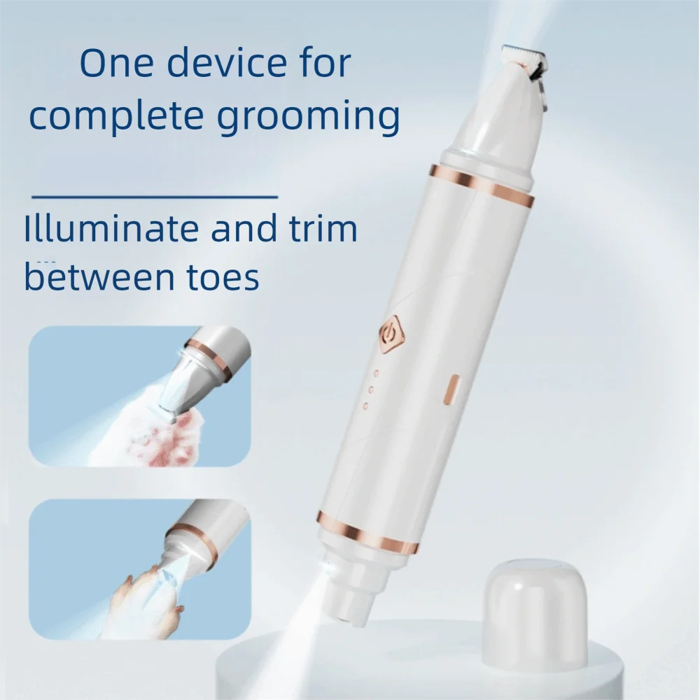 2-in-1 كلب باو المتقلب USB شحن LED القط مسمار المقص المهنية منخفضة الضوضاء الكهربائية التهيأ كليبرز التنظيف