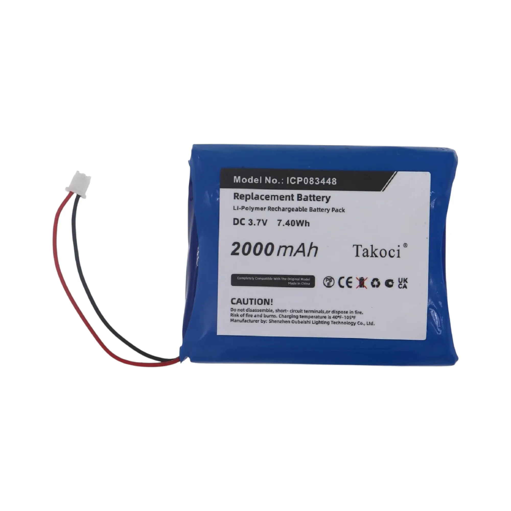 

Replacement Battery 2000mAh for Midland,Stabo,Albrecht Albrecht TecTalk Float, Freecomm 850 ICP083448, ICP083448, JHHY903448A
