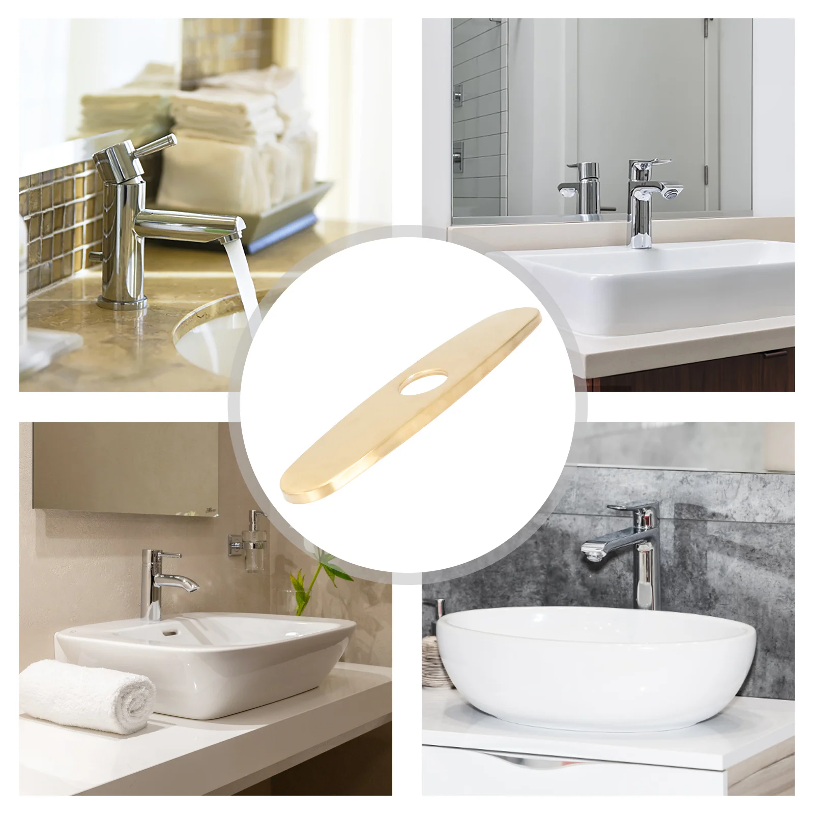 

Home Sink Hole Cover Stainless Steel Fine Workmanship Anti Fingerprints Stylish Appearance Wear Resistant Bathroom Faucet Decor