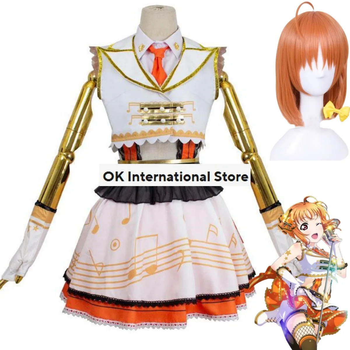 Anime Lovelive Aqours Waterblauwe Nieuwe Wereld Takami Chika Cosplay Kostuum Pruik Rok Uniform Lolita Vrouw Sexy Kawaii Carnaval Pak