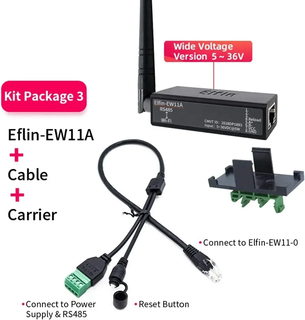 Smallest Elfin-EW11/Elfin-EW11A-0 Wireless Networking Devices Modbus TPC IP Function RJ45 RS485 to WiFi Serial Server (EW11A-0 W