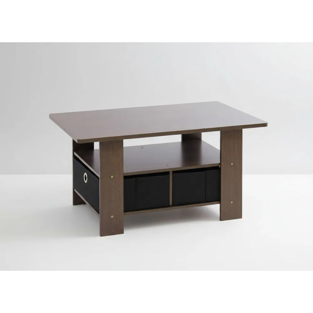 

Современный журнальный столик с ящиками для хранения, темно-коричневый/черный — компактный дизайн для гостиной и спальни
