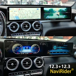 Dual 12.3inch Screen 128G Android Carplay For Benz C GLC NTG 5.0 5.5 6.0 2016-2022 Navigation GPS Car Multimedia Video Player