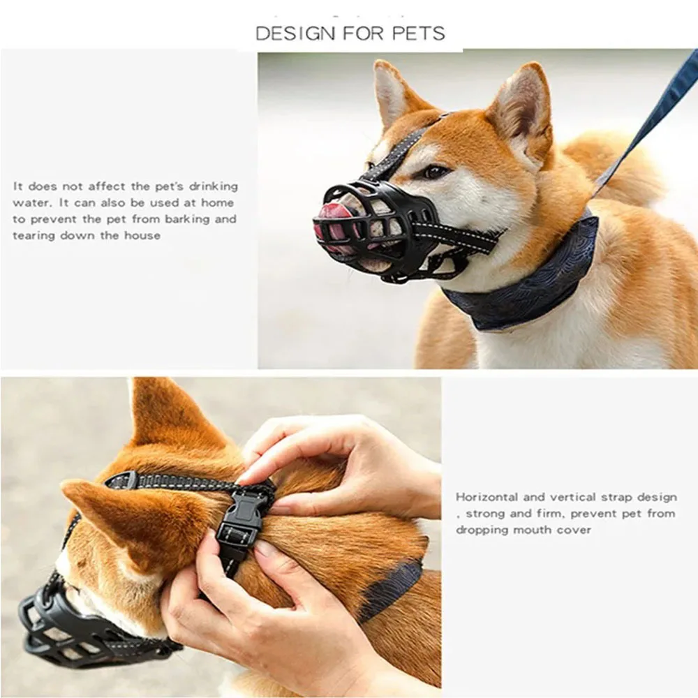 Soft Silicone Pet Dog Muzzle Anti-biting Chewing Mask Breathable Basket Dog Muzzle Durable Strong Mask Muzzle pet Dog Supplies