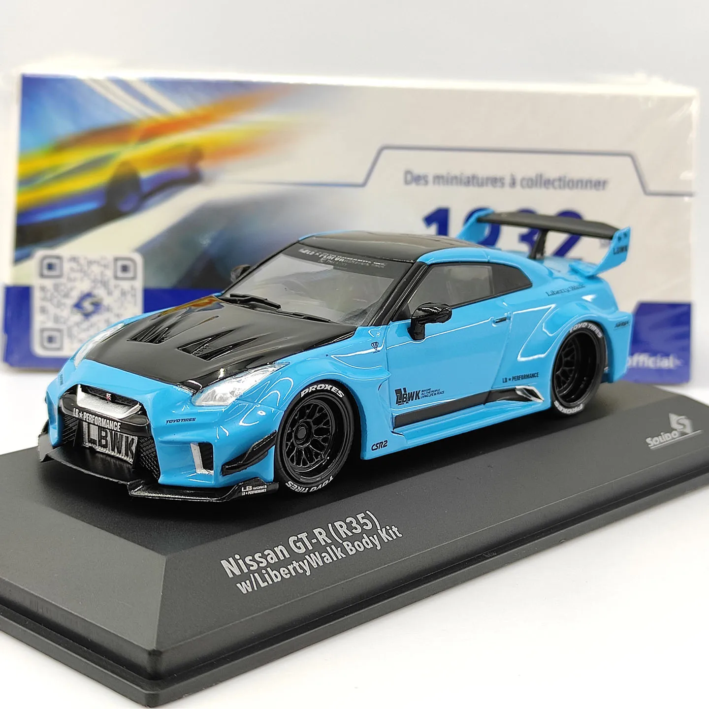 Diecast SOLIDO S 1:43 Scale GT-R R35 LibertyWalk Blue Alloy Car Model