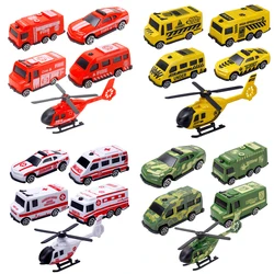 5PCS Cartoon Mini Plastic Military Engineering Skid Row Car Toy Ambulance/Fire Engine/Engineering/Military Vehicle Series