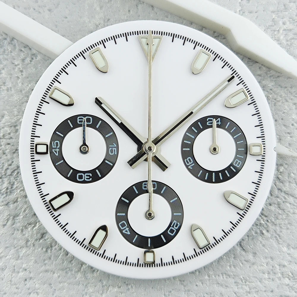 New VK63 No Logo Dial Customized Logo 29.5mm Panda DTN Dial, Suitable for VK63 Movement Green Night Light Watch Accessories
