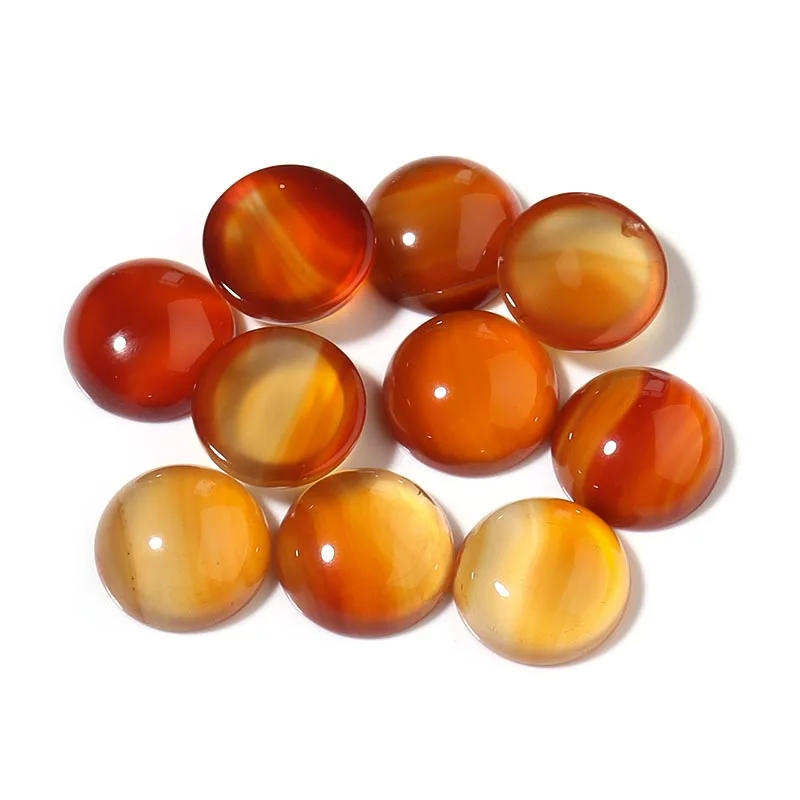 DC 10pcs/lot Red Agate 4/6/8/10/12/14/16/18/20/25mm Natural Stone Cabochon For DIY Bracelet Necklace Ring Earring Making Jewelry