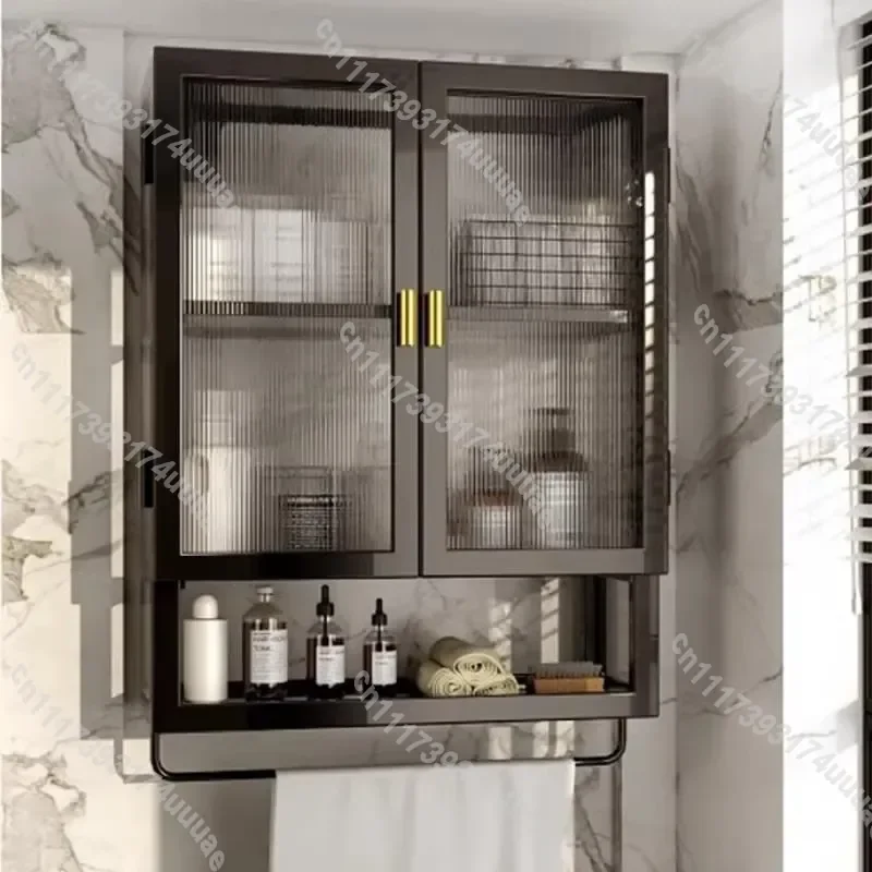 Japanese Style Wall Mounted Bathroom Storage Cabinet Transparent Organizer Box Home Furniture Rack