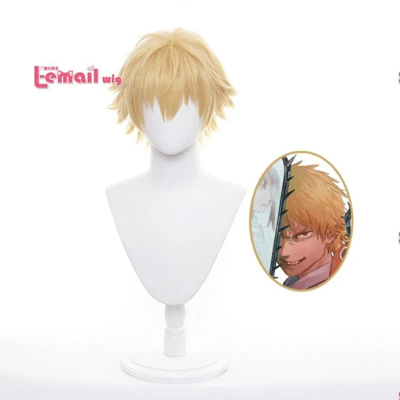 

Парик L-email Chainsaw Man Denji для косплея, золотистый, термостойкий, синтетический, многослойный, короткий парик для Хэллоуина и Comic Con