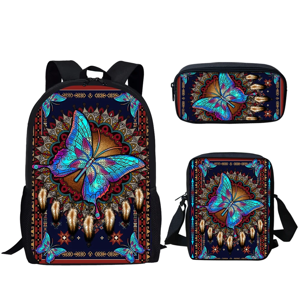 Belidome-atrapasueños de mariposa para niños y adolescentes, bolsas escolares de 3 piezas, mochila escolar, bolsa de libros para estudiantes de primaria