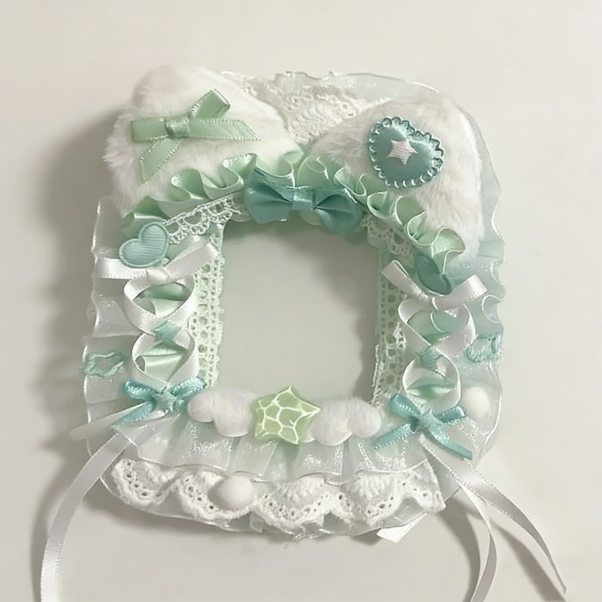 Plush Lace Card Holder Kpop Photocard Case Ribbon Bow Lolita Sweet Anime Itabag Ornament ID Card Display DIY Bag Decoration