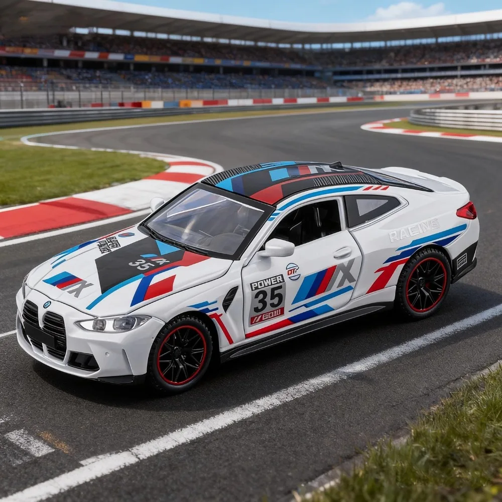 

Масштаб 1:32, M4, 300SL, трековая версия, модель автомобиля, игрушка, металлический литой под давлением музыкальный светильник, миниатюрные модели транспортных средств, детский металлический орнамент