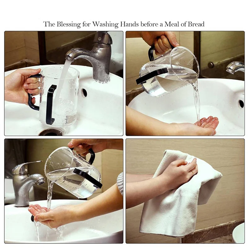 

ABRS-3X Hand Washing Cup With Dual Handles Acrylic Washing Cup For Netilat Yadayimnegel Vasser Wash Cup Handles Black
