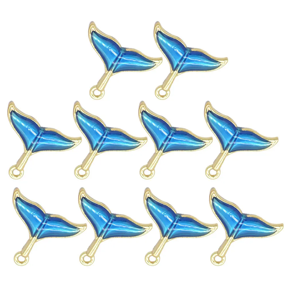 

10 Pcs Golden and Sky-blue Pendant Little Mermaid Jewelry Tail Necklaces for Women Colorful