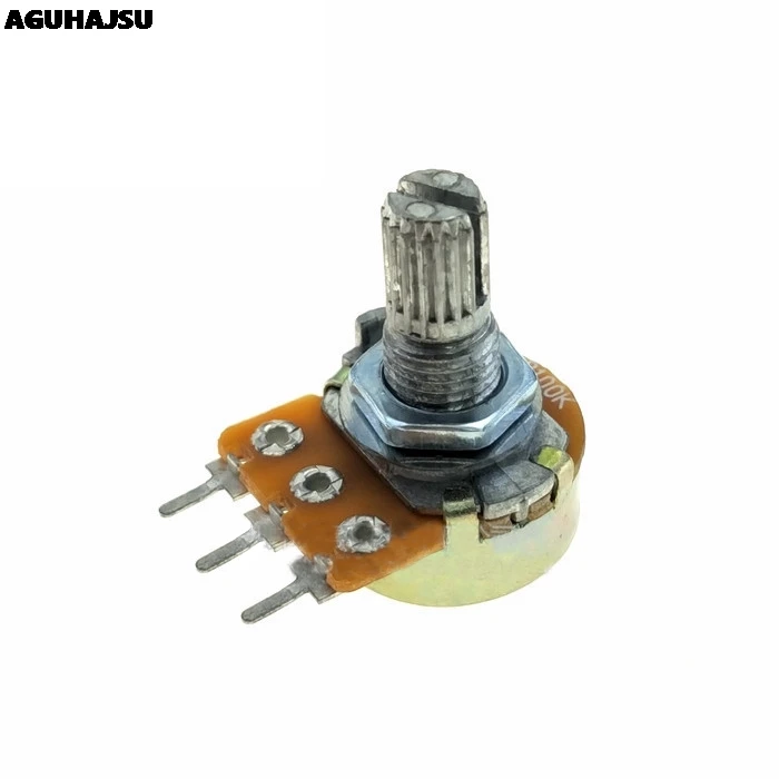 5pcs WH148 B1K B2K B5K B10K B20K B50K B100K B500K 3Pin 15mm Shaft Amplifier Dual Stereo Potentiometer 1K 2K 5K 10K 50K 100K 500K