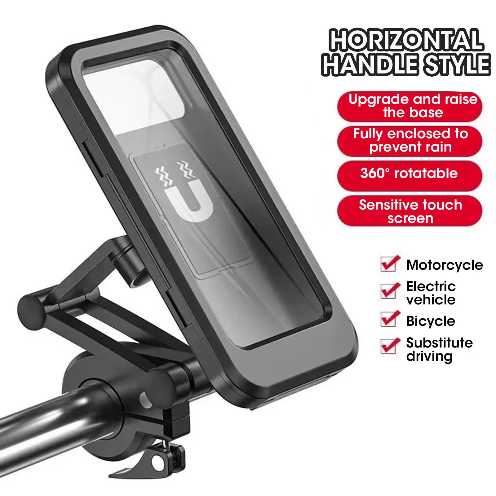 

Magnetic Fully Enclosed Motorcycle And Bicycle Mobile Phone Navigation Holder Rain-proof Phone Holder Accessories Universal