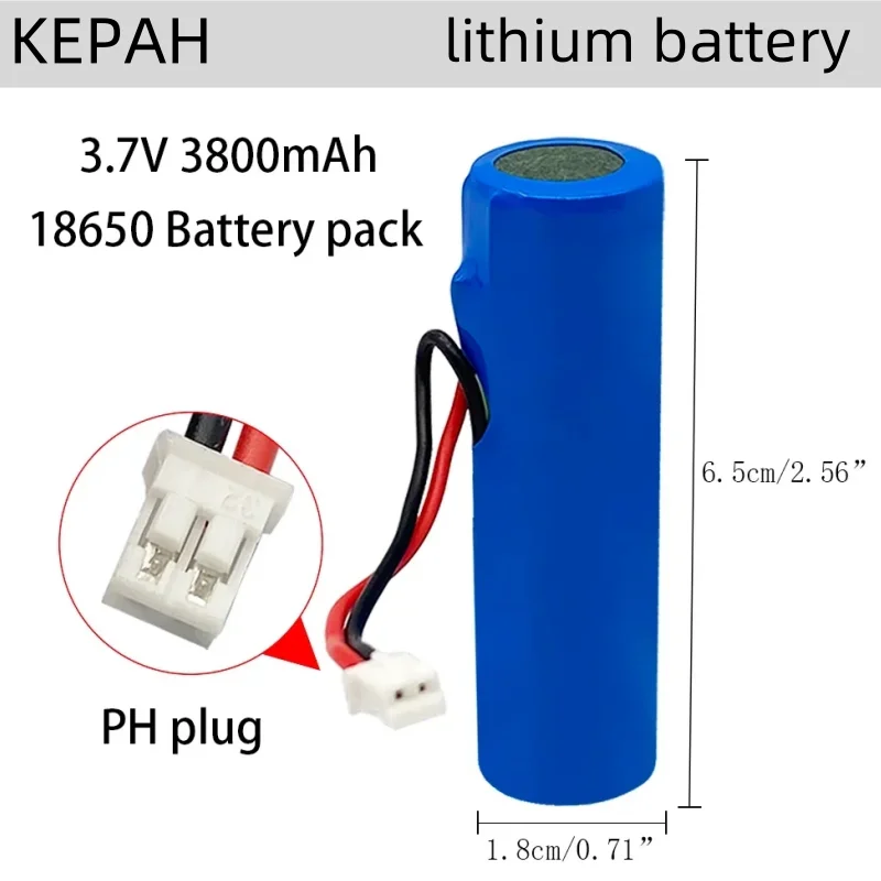 3.7V  3800mAH  Li ion rechargeable battery 18650 battery with replacement socket DIY line for emergency lighting