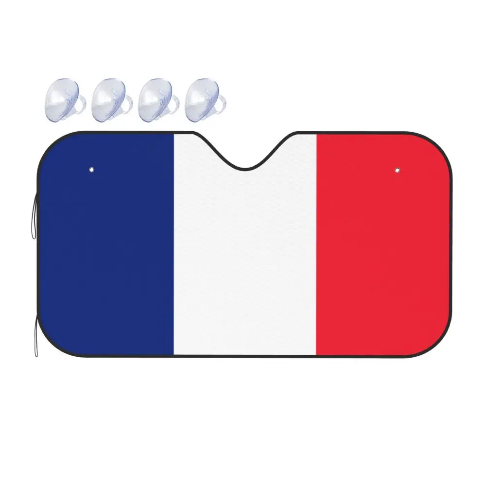 France Flag Car Reflective Sun Blocker Fits Small Sedans, Mini SUVs  Standard  Sunshade  Car Accessories