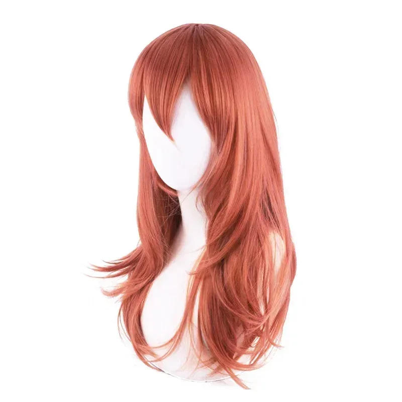 بالمنشار رجل الملاك الشيطان شعر مستعار تأثيري الملاك الشيطان برتقالي طويل بني داكن مقاومة للحرارة هالوين شعر مستعار للحفلات غطاء شعر مستعار