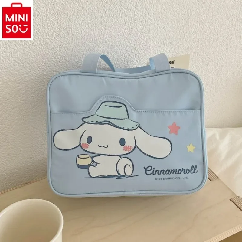 MINISO Women's High Quality Makeup Bag Outdoor Portable Multi functional Storage Toiletries Cartoon Cute Kuromi Anime Handbag