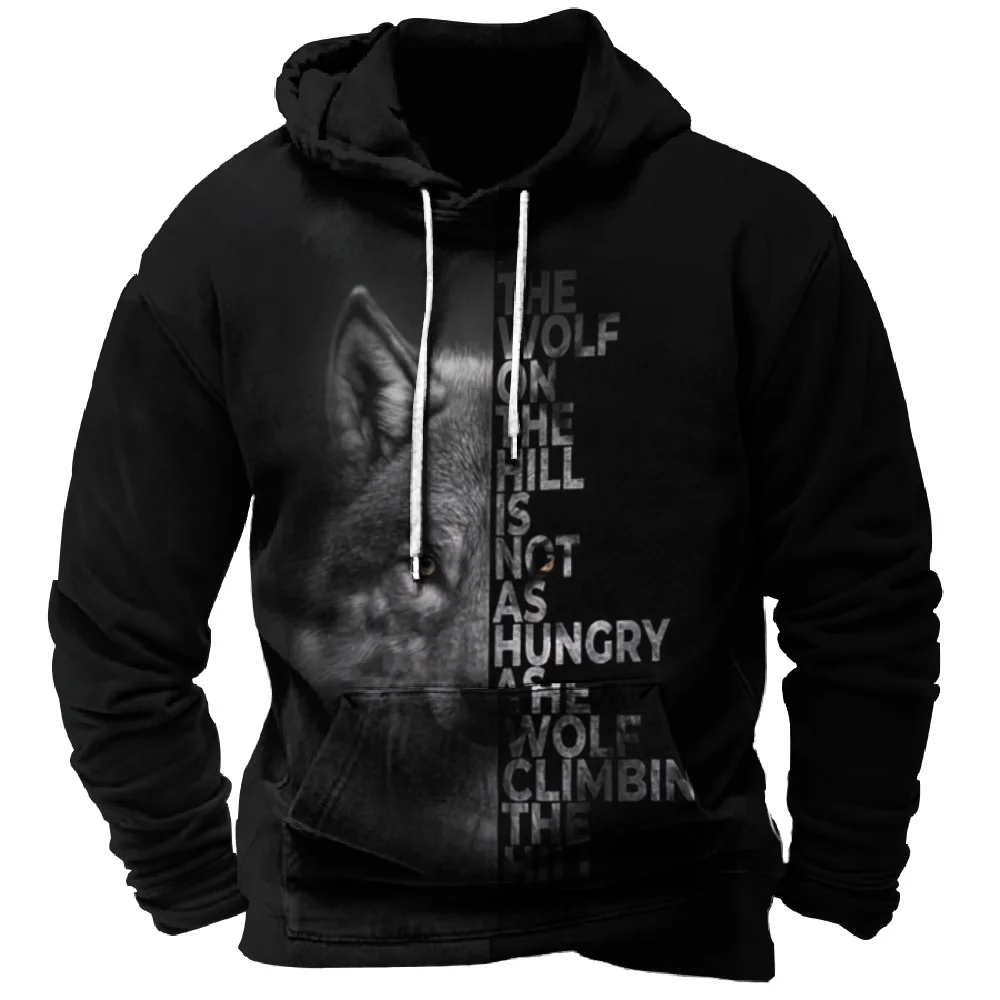 

Interest Animal Element Fierce Wolves Hooded Sweatshirts Fashion Loose Comfortable Man Sweatshirts Street Formal Wear