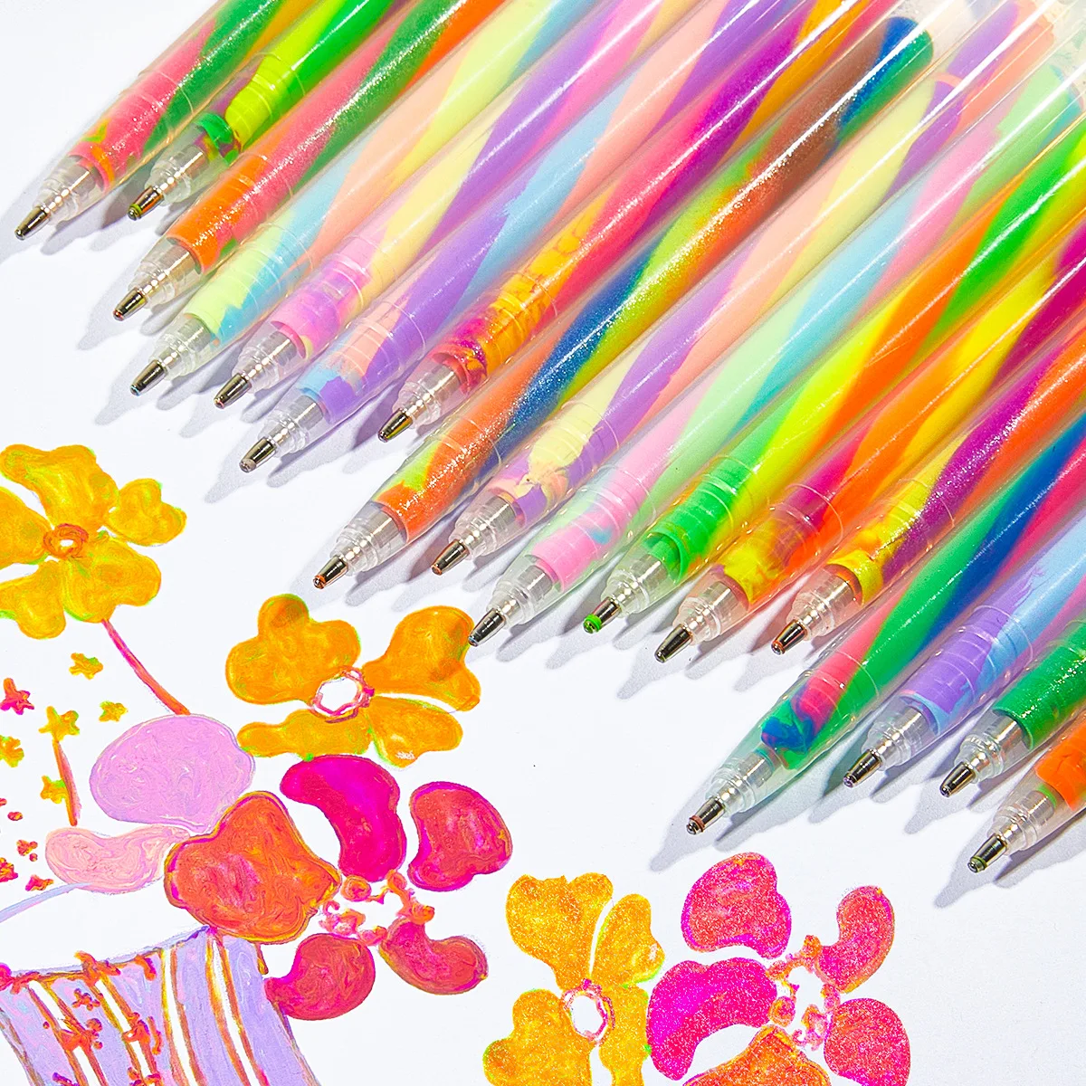 18 Pack Color Changing Rainbow Gel Pens 3 in 1 Magic 1mm Tips Glitter Neon Pastel Pens for Journaling Art