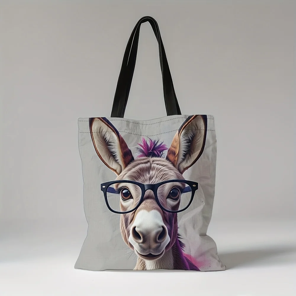 

Chic Donkey Design Tote Bag Suitable for Women & Men - Large Capacity Reusable Donkey Print Bag, Spacious Casual Everyday Use
