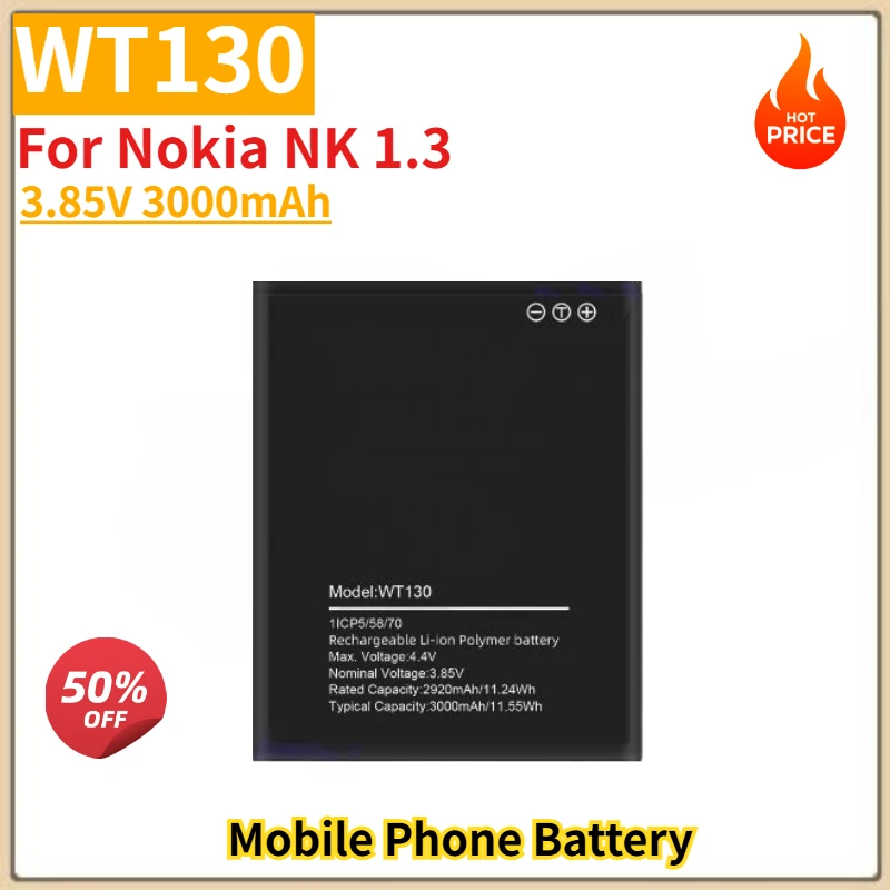 

WT130 High Quality Phone Battery 3.85V 3000mAh For Nokia NK 1.3 Brand New Replacement Battery