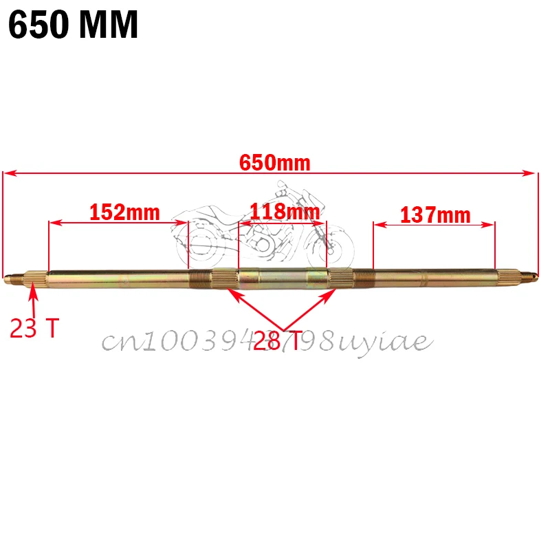 610mm 650mm 4 holes 3  rear axle assembly with bracket and hub chain for 110cc 125cc 150cc four-wheel karting dune buggy