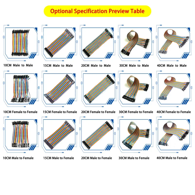 1PCS DuPont สายหญิงชายหญิงชายชายชายชาย 10 ซม.15 ซม.20 ซม.30 ซม.40 ซม.สายเชื่อมต่อ
