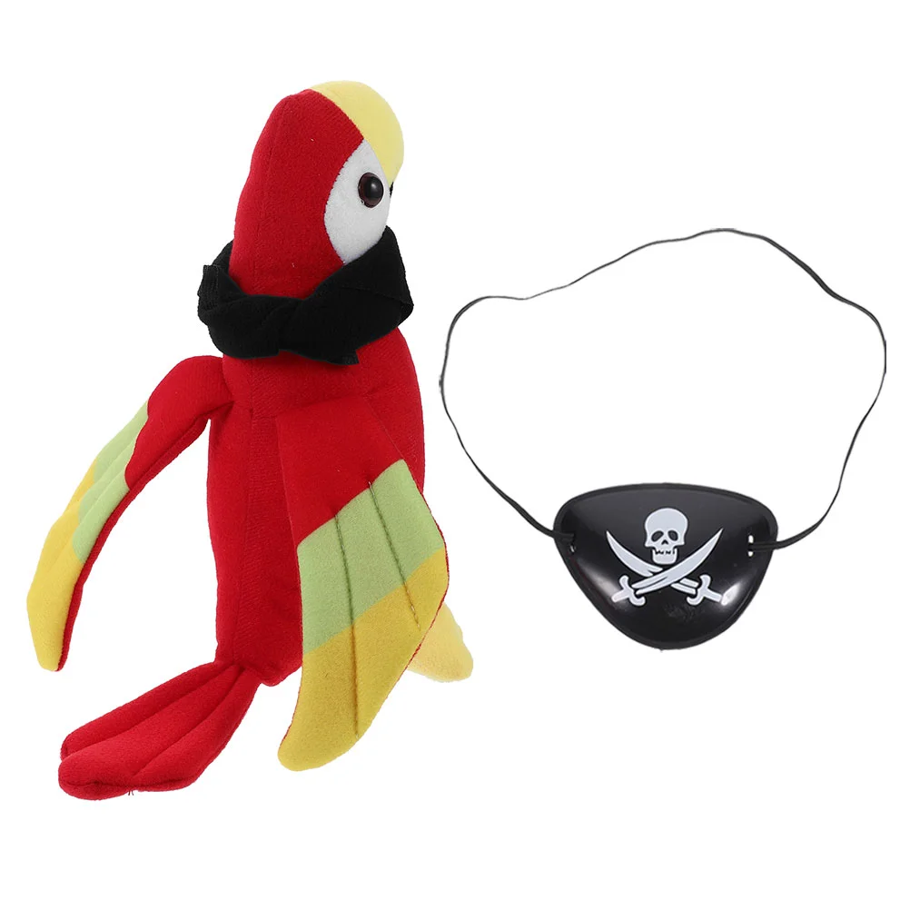 Pirate Role Play Toy Parrot Eye Patches Accessories Shoulder Model Plush Stuffed