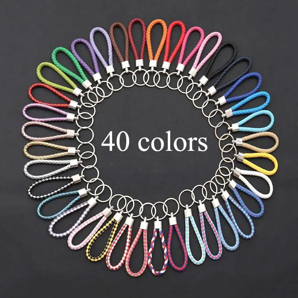 10-100PCS Wholesale PU Leather Braided Woven Rope Keychain DIY Bag Pendant Key Chain Key Car Trinket Keyring Women Gift Jewelry view 3