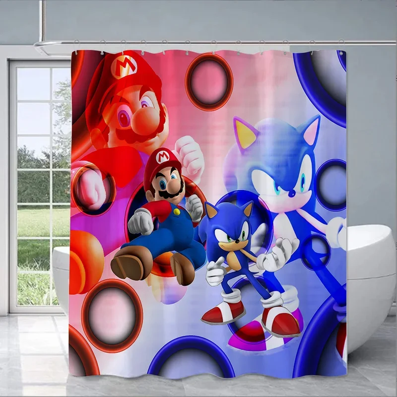 Super Game M-marios Schattig Douchegordijn Waterdicht Polyester Verf Kleurrijke Badgordijnen Thuis Badkamer Gordijn Met Haak